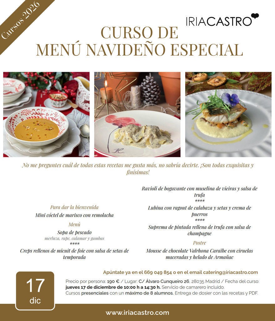 Curso de menú navideño especial, 17 de diciembre Cartel del curso de menú navideño especial del 17 de diciembre de 2026