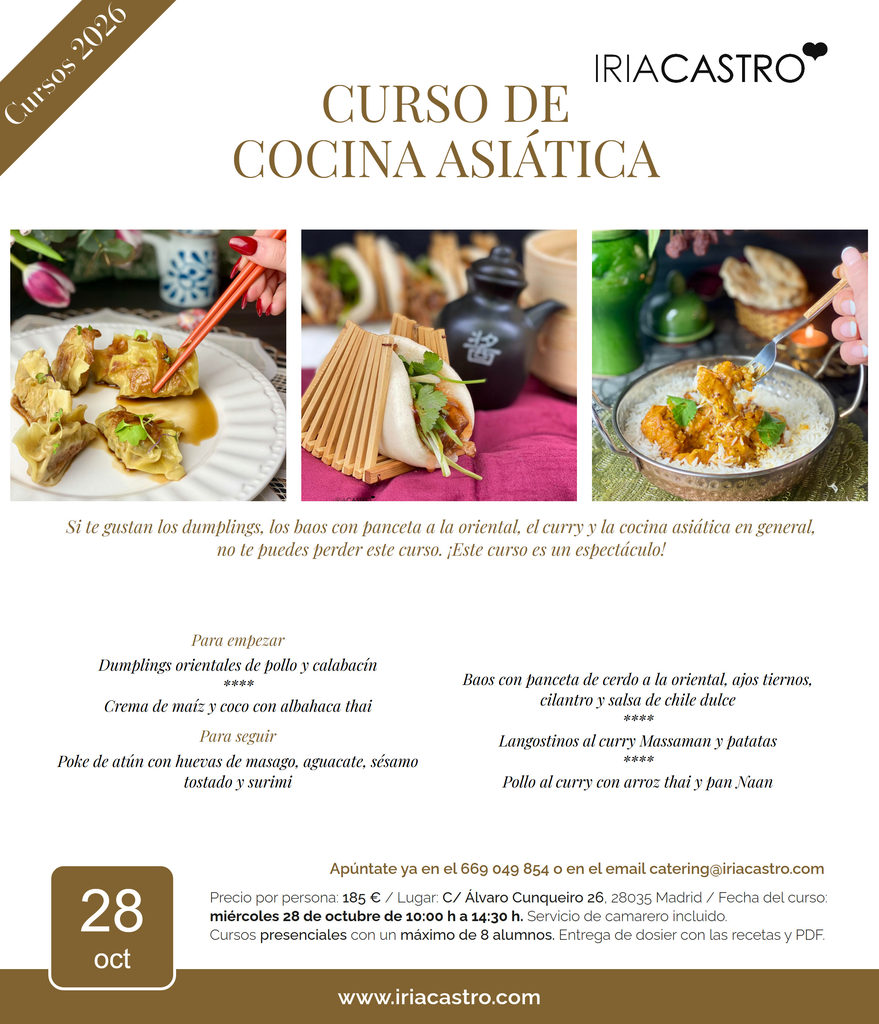 Curso de cocina asiática, 28 de octubre Cartel del curso de cocina asiática del 28 de octubre de 2026