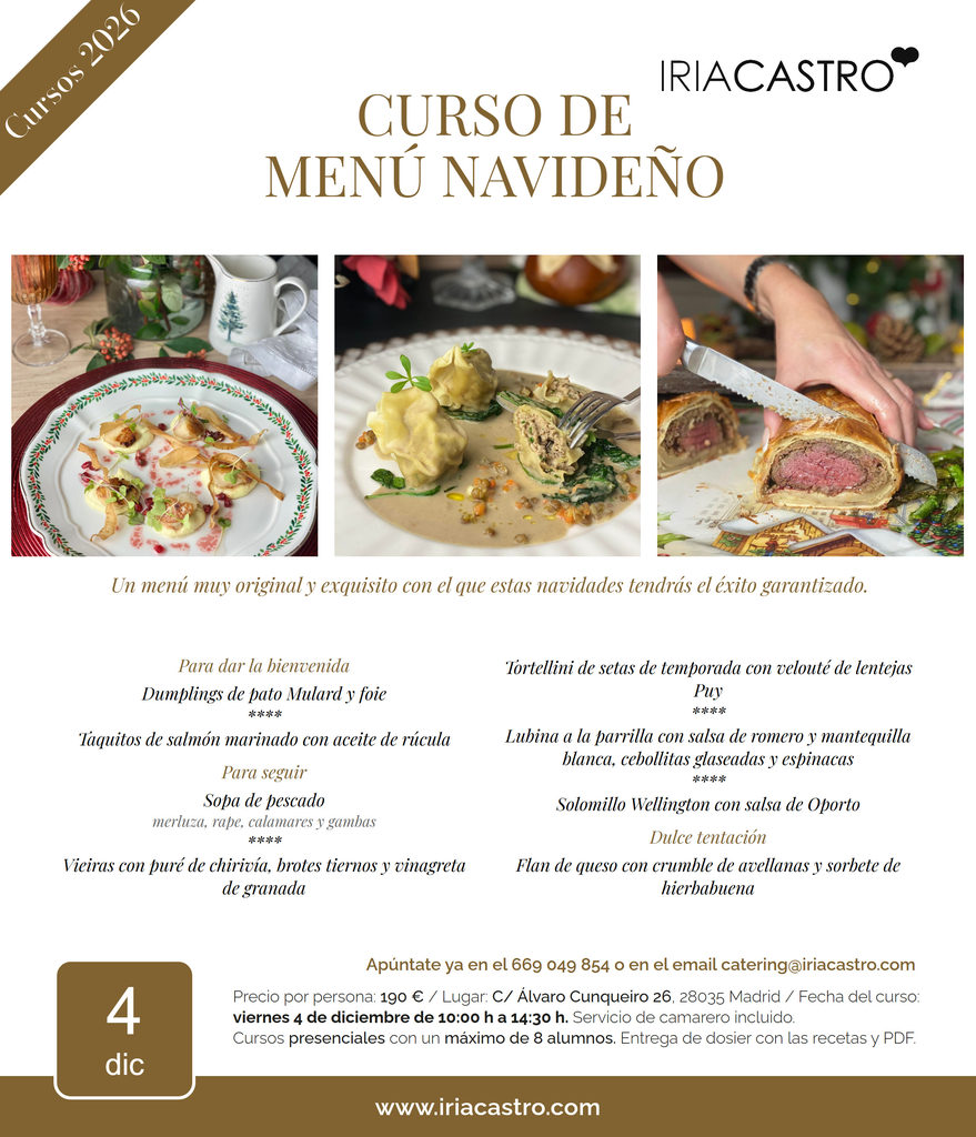 Curso de menú navideño, 4 de diciembre Cartel del curso de menú navideño del 4 de diciembre de 2026
