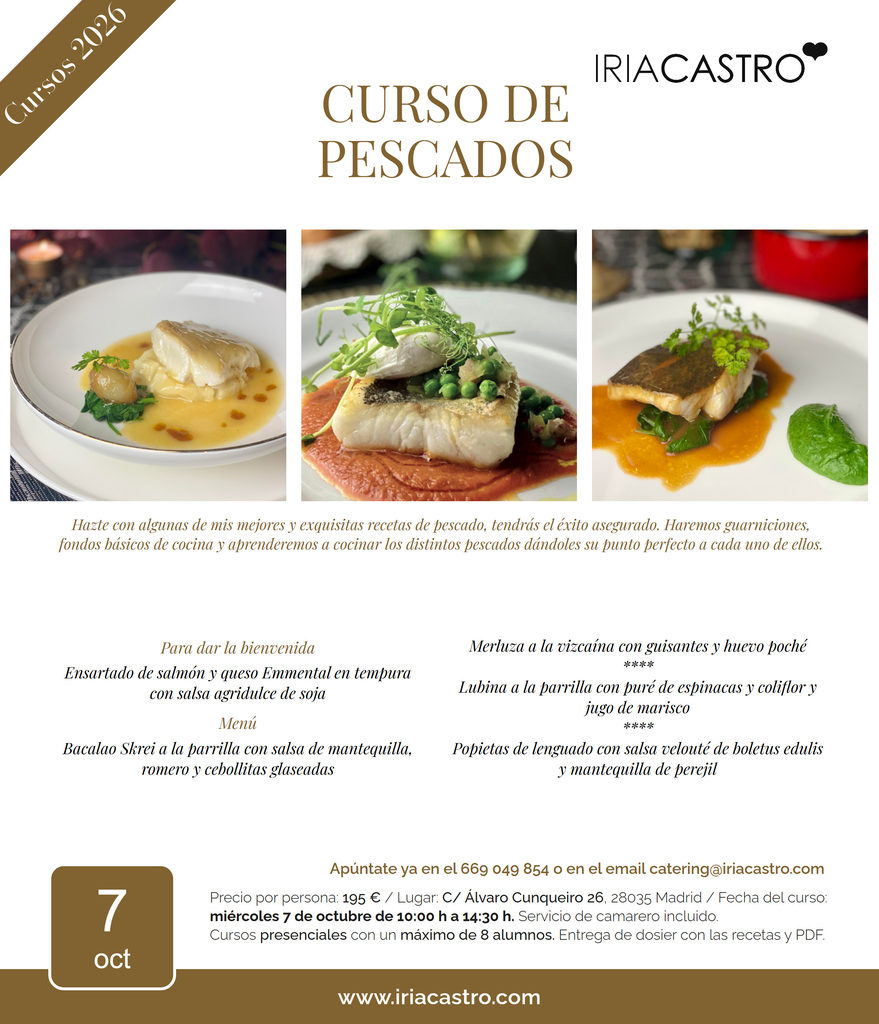 Curso de pescados, 7 de octubre Cartel del curso de pescados del 7 de octubre de 2026